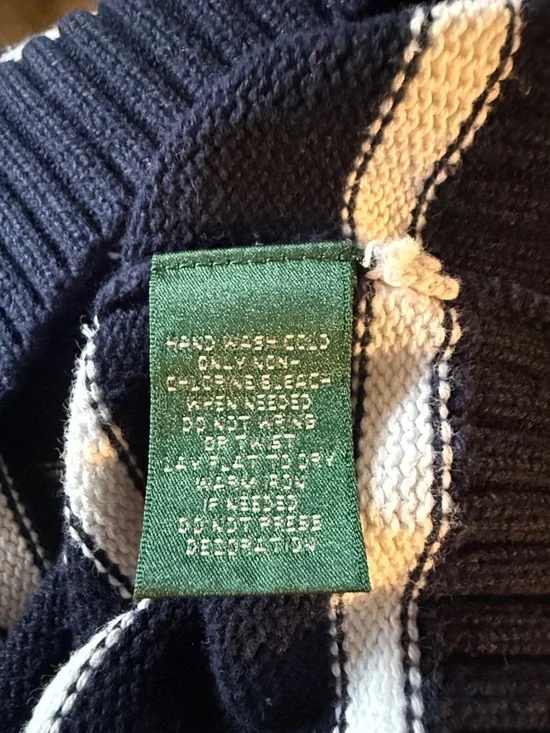 Lauren Ralph Lauren navy & white nautical striped cotton sweater Size Small - Picture 9 of 10